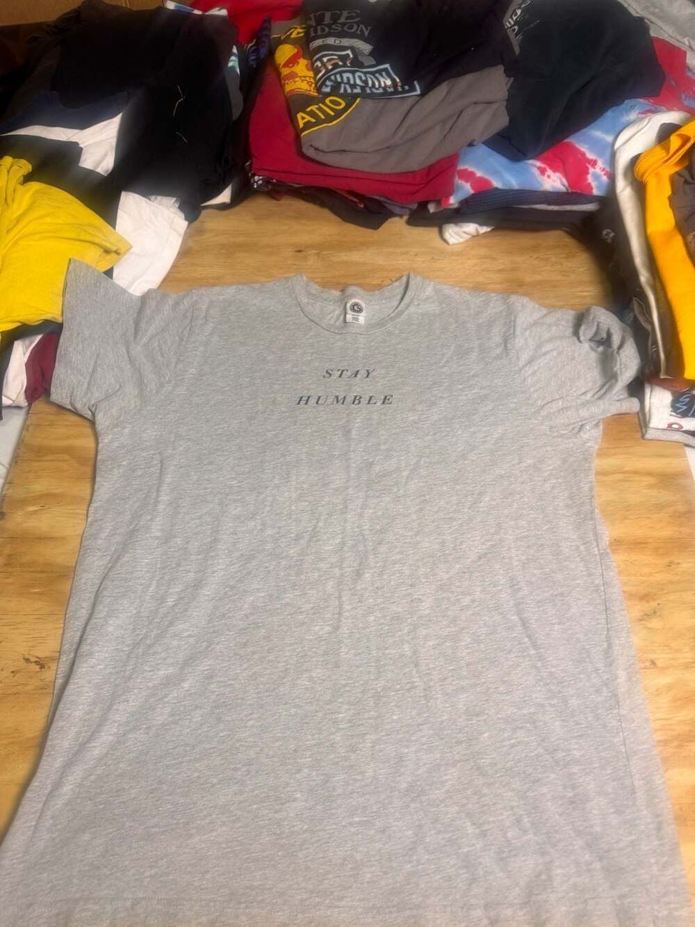 US Blanks Gray Short Sleeve T-Shirt with Stay Humble Graphic